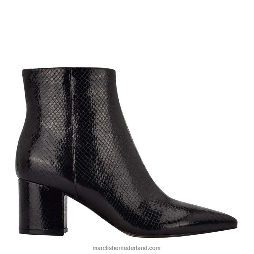 vrouwen Marc Fisher jarli puntige enkellaars zwarte leren slang 2T068T171