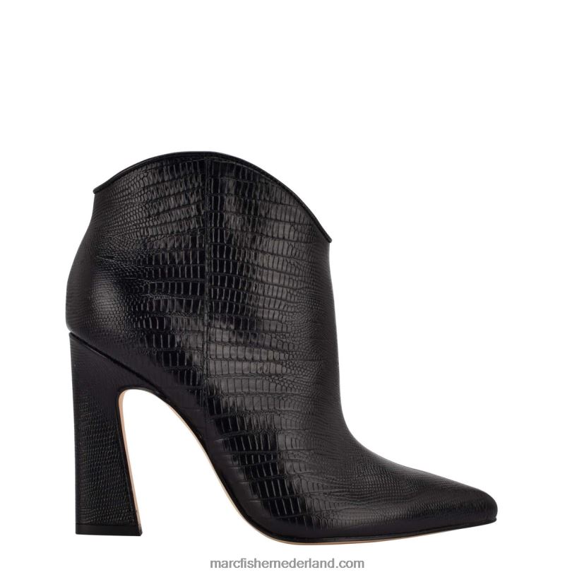 vrouwen Marc Fisher masina enkellaarsje zwart leer met croco-reliëf 2T068T111