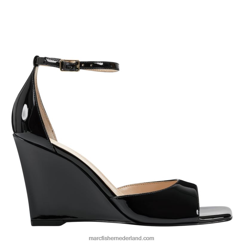 vrouwen Marc Fisher Camira-sandaal met sleehak zwart patent 2T068T225