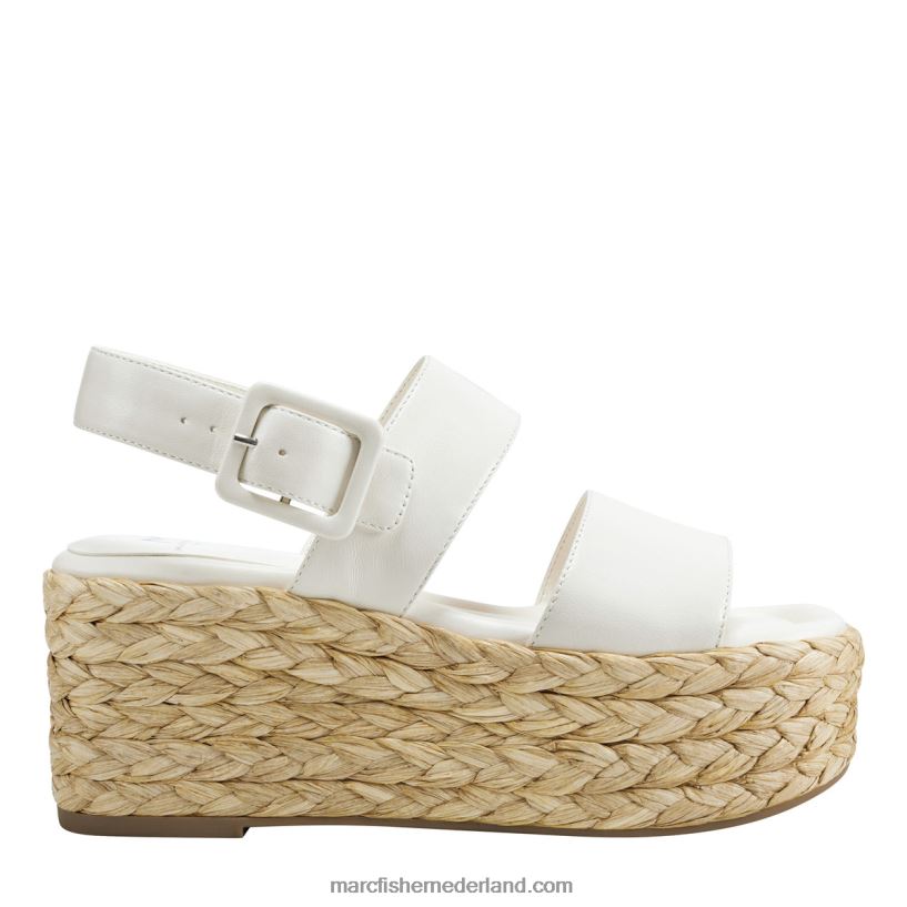 vrouwen Marc Fisher Patryce espadrillesandaal met plateauzool nieuw creme leer 2T068T203