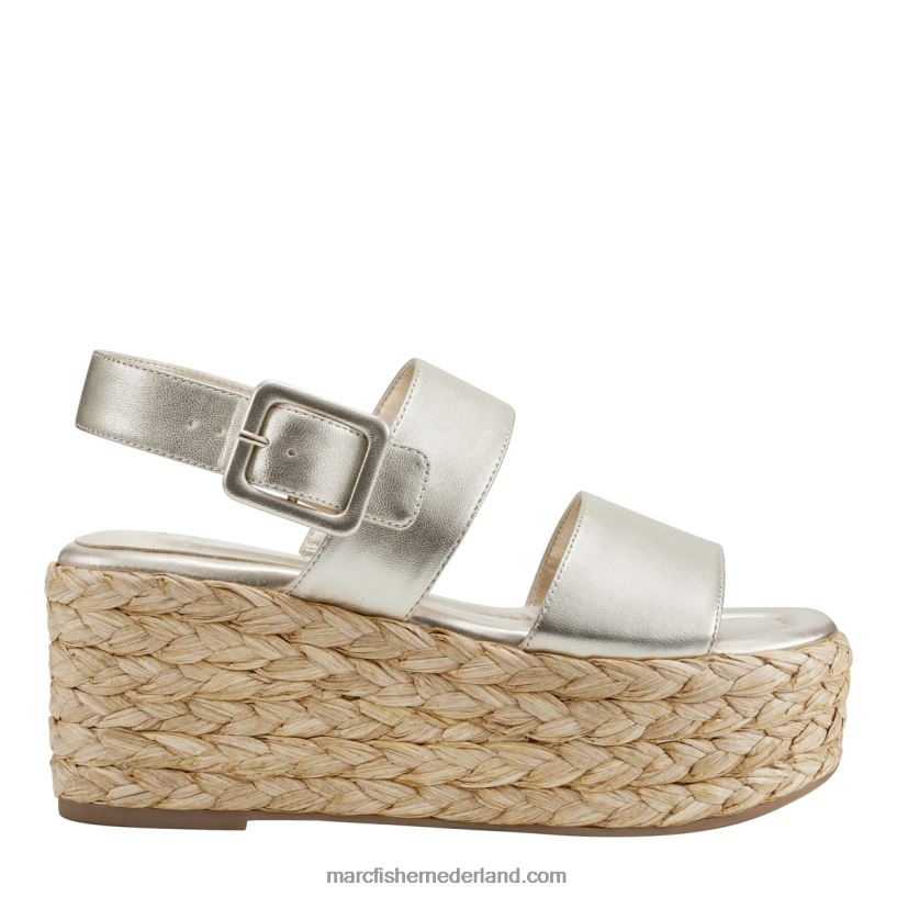 vrouwen Marc Fisher Patryce espadrillesandaal met plateauzool platina leer 2T068T213