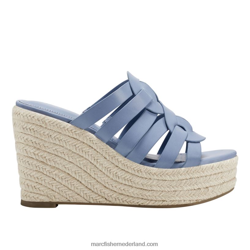 vrouwen Marc Fisher cazzie espadrillesandaal met sleehak middelblauw 2T068T259