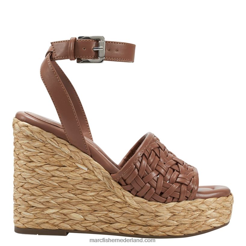 vrouwen Marc Fisher godina espadrillesandaal met sleehak donker naturel 2T068T242