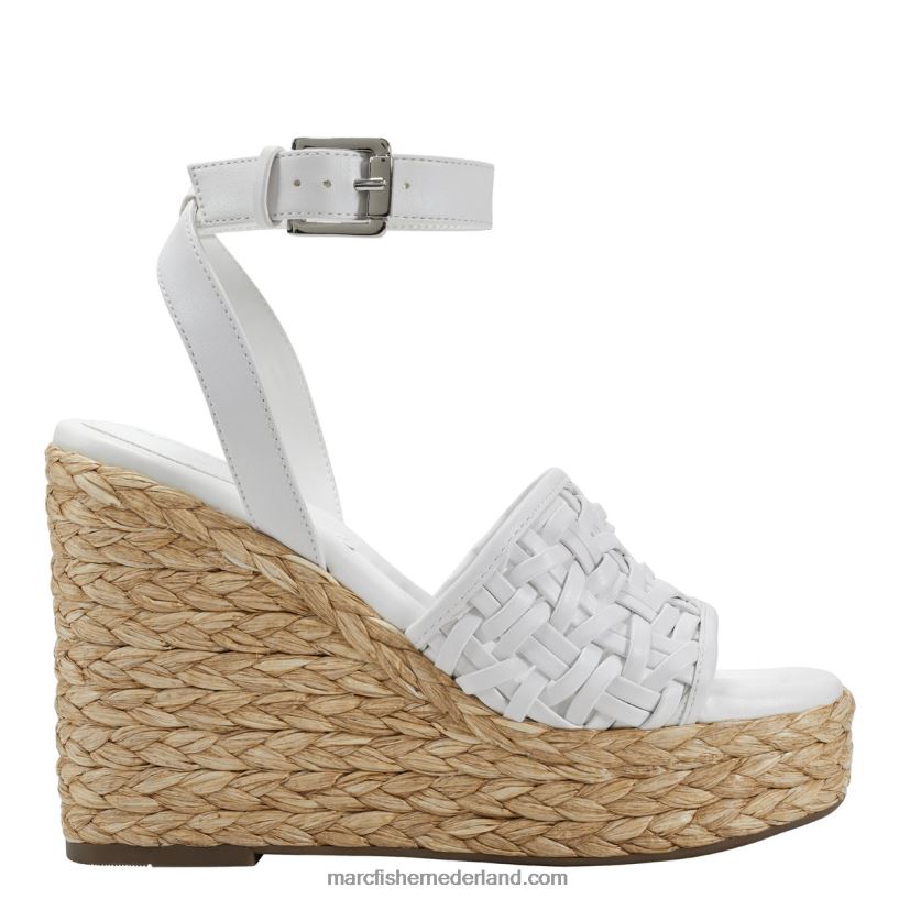 vrouwen Marc Fisher godina espadrillesandaal met sleehak wit suède 2T068T244