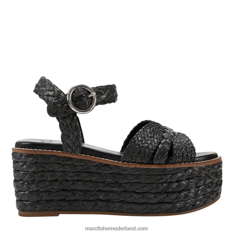 vrouwen Marc Fisher naydine espadrillesandaal met enkelbandje zwart 2T068T223