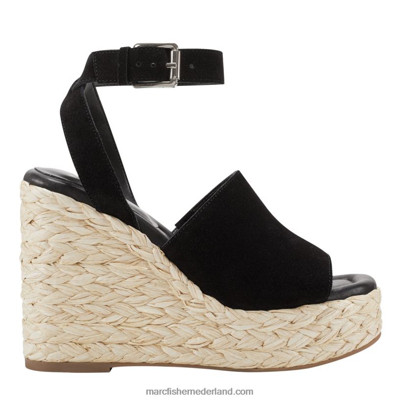 vrouwen Marc Fisher nelly espadrillesandaal met sleehak zwart 2T068T210