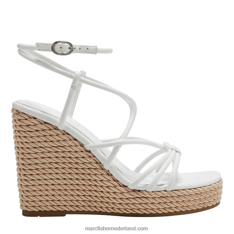 vrouwen Marc Fisher zarah espadrillesandaal met bandjes en sleehak wit 2T068T219