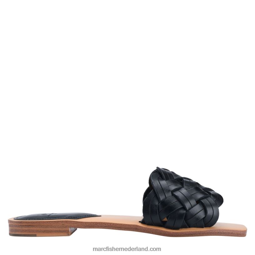 vrouwen Marc Fisher Rebecca platte glijbaan zwart leer 2T068T322