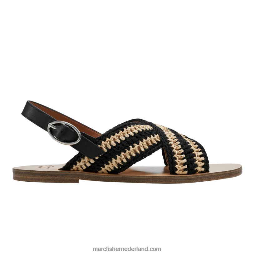 vrouwen Marc Fisher lonnie slingback platte sandaal zwart 2T068T294