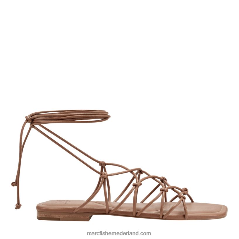 vrouwen Marc Fisher monnie enkel wrap platte sandaal bagage bruin 2T068T272