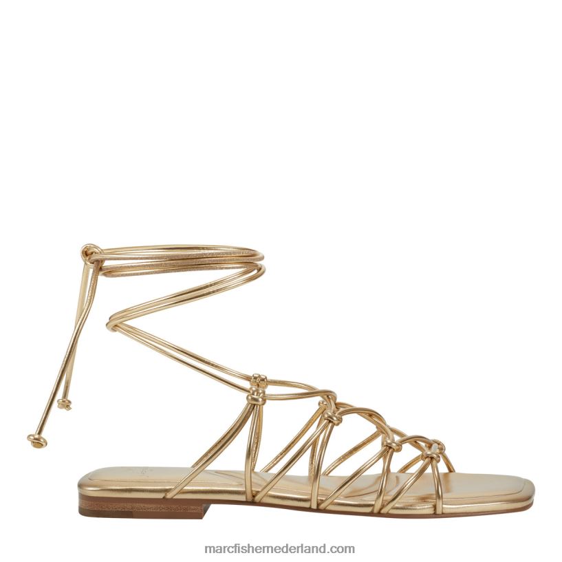 vrouwen Marc Fisher monnie enkel wrap platte sandaal goud 2T068T270