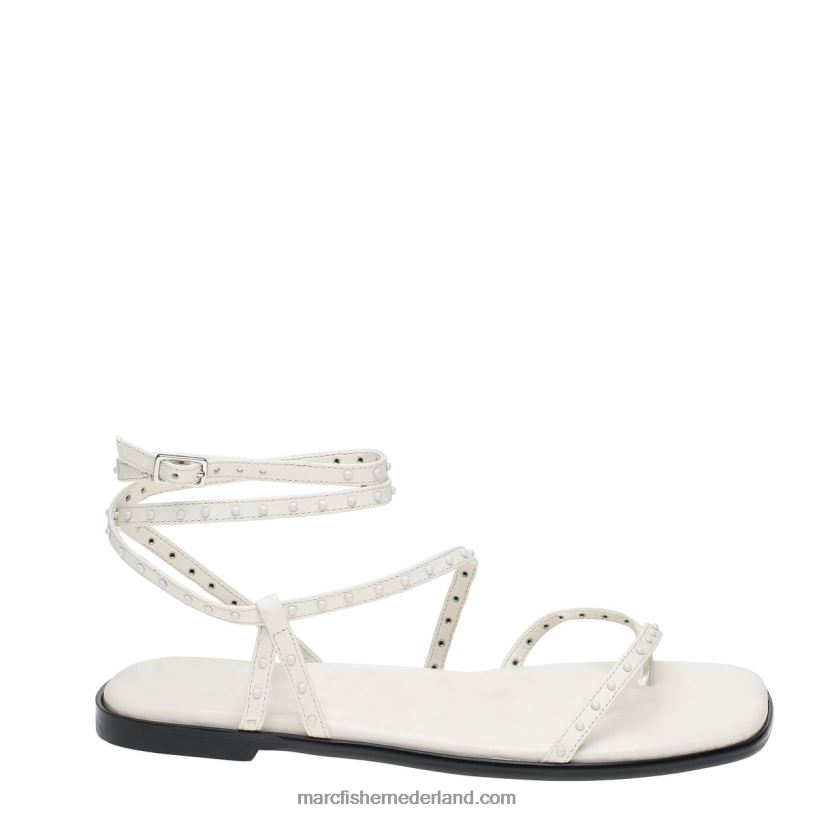 vrouwen Marc Fisher nalica platte sandaal wit leer 2T068T320