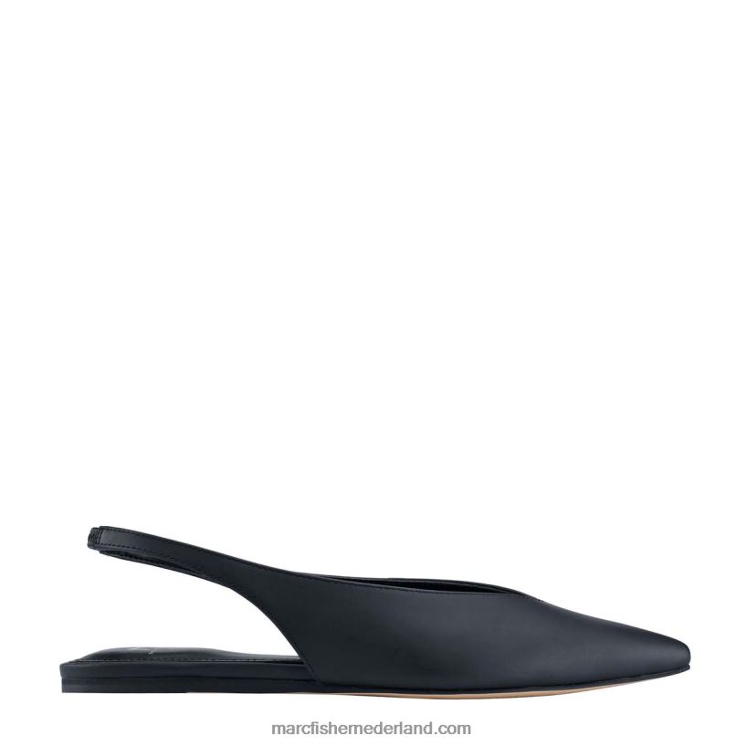 vrouwen Marc Fisher sierlijke puntige teen plat zwart leer 2T068T328