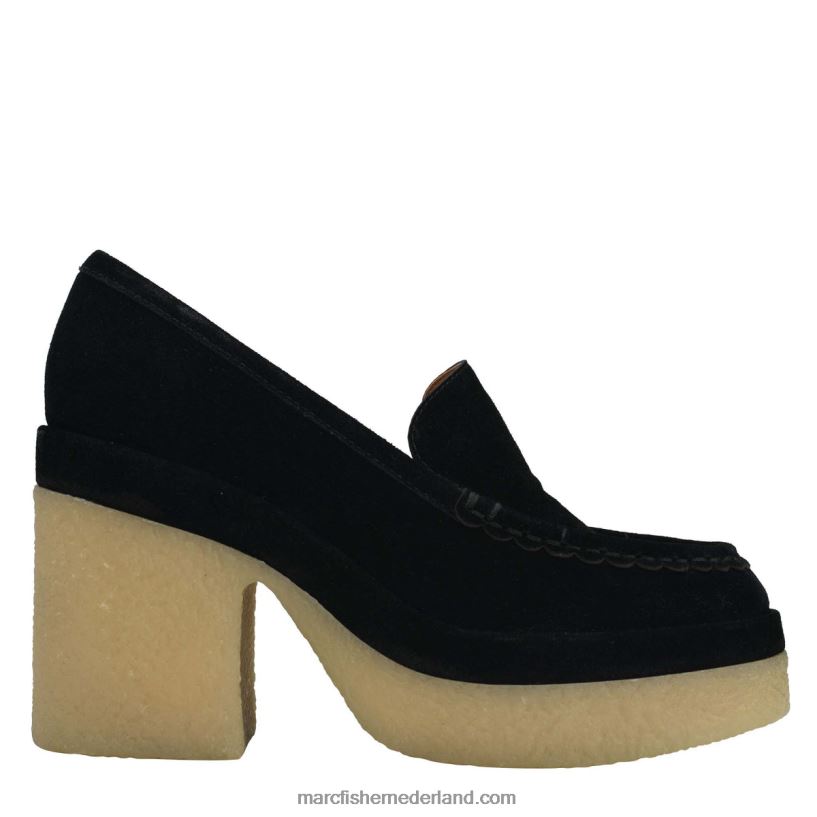 vrouwen Marc Fisher lina loafer met hak zwart suède 2T068T431