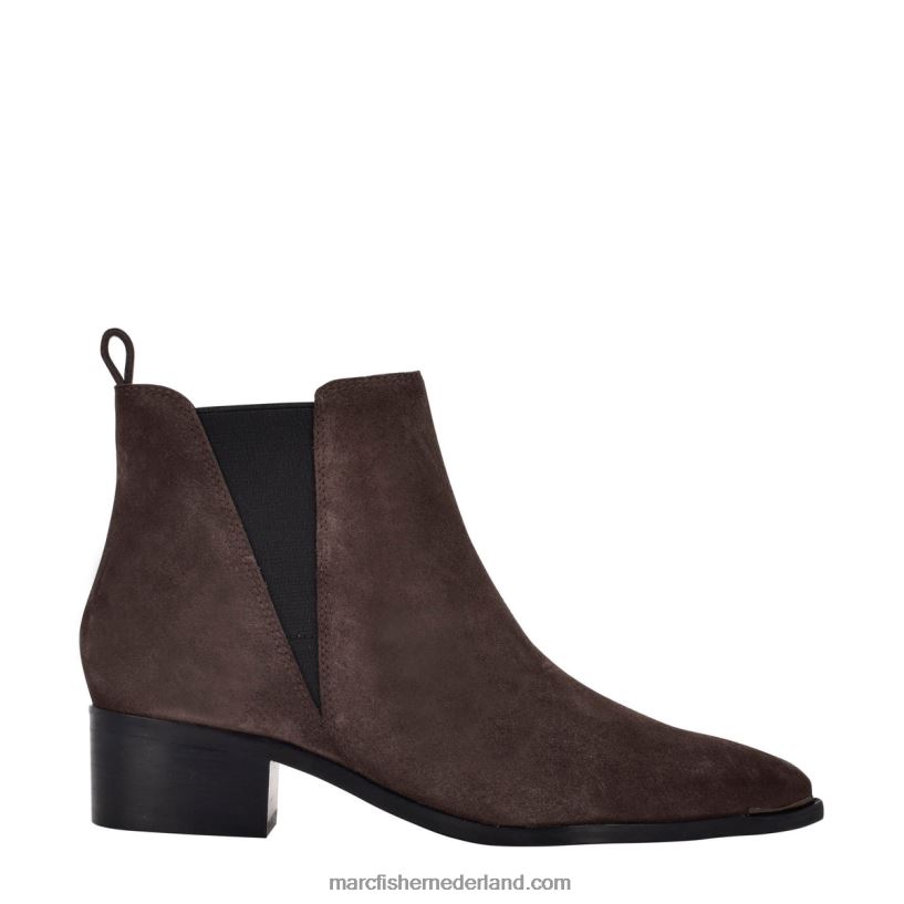vrouwen Marc Fisher Yale chelsea bootie met puntige neus donkerbruin suède 2T068T128