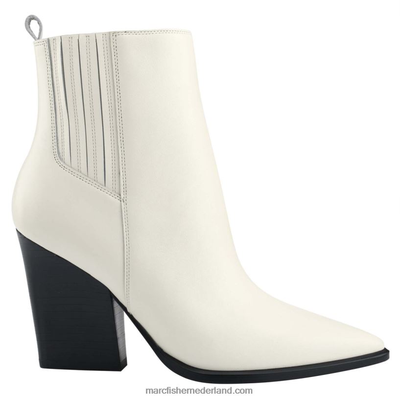 vrouwen Marc Fisher mariel westerse laars met hak chique creme leer 2T068T48