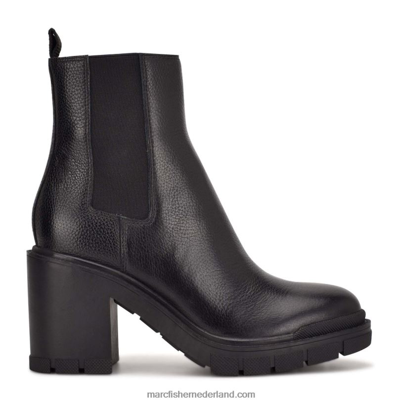 vrouwen Marc Fisher vanlisa gevechtslaars met hak zwart leer 2T068T12