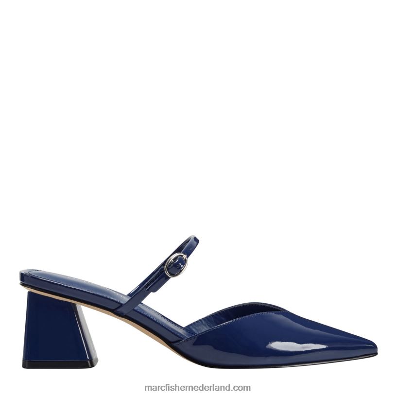 vrouwen Marc Fisher muilezel met meerhak blauw patent 2T068T448
