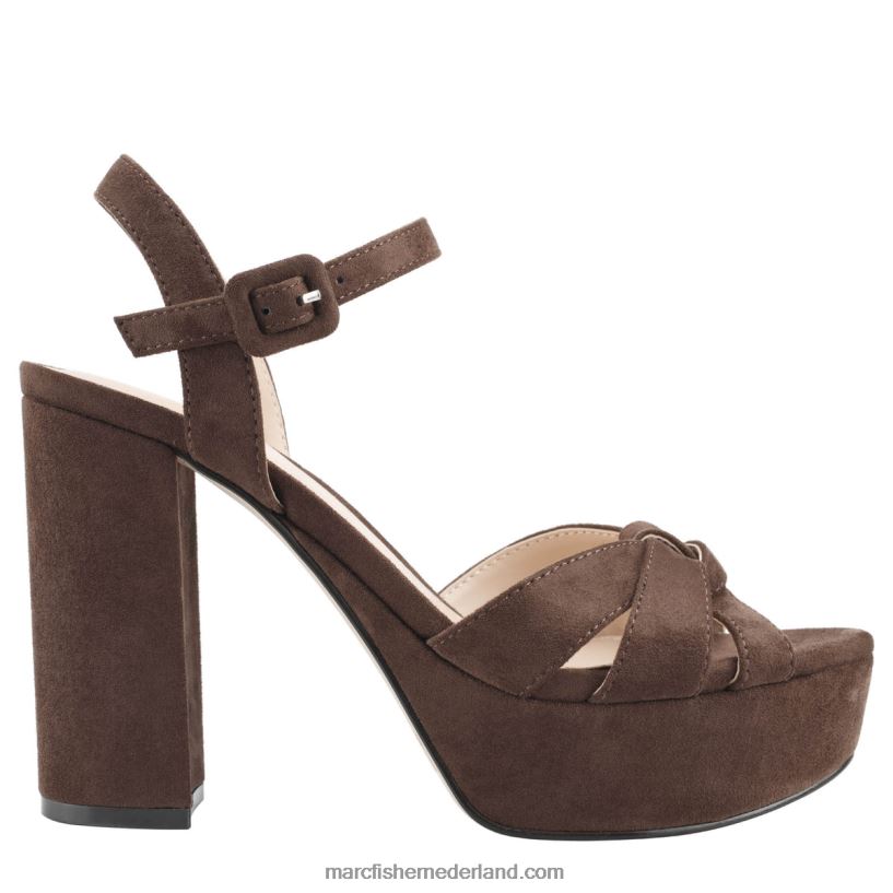 vrouwen Marc Fisher damast plateausandaal bruin suède 2T068T589