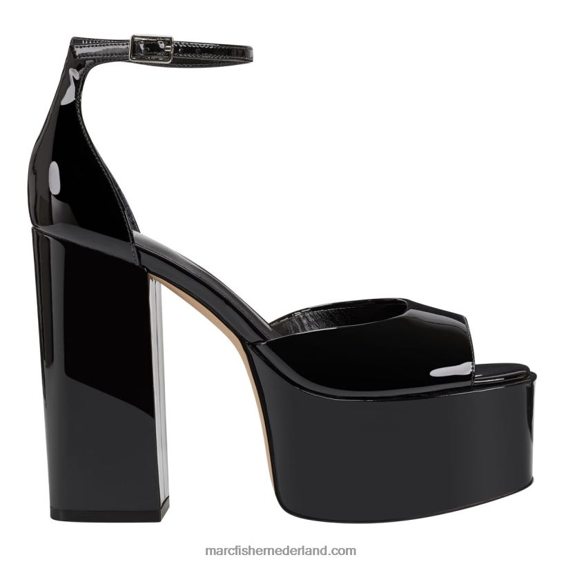 vrouwen Marc Fisher della platform sandaal zwart lakleer 2T068T574