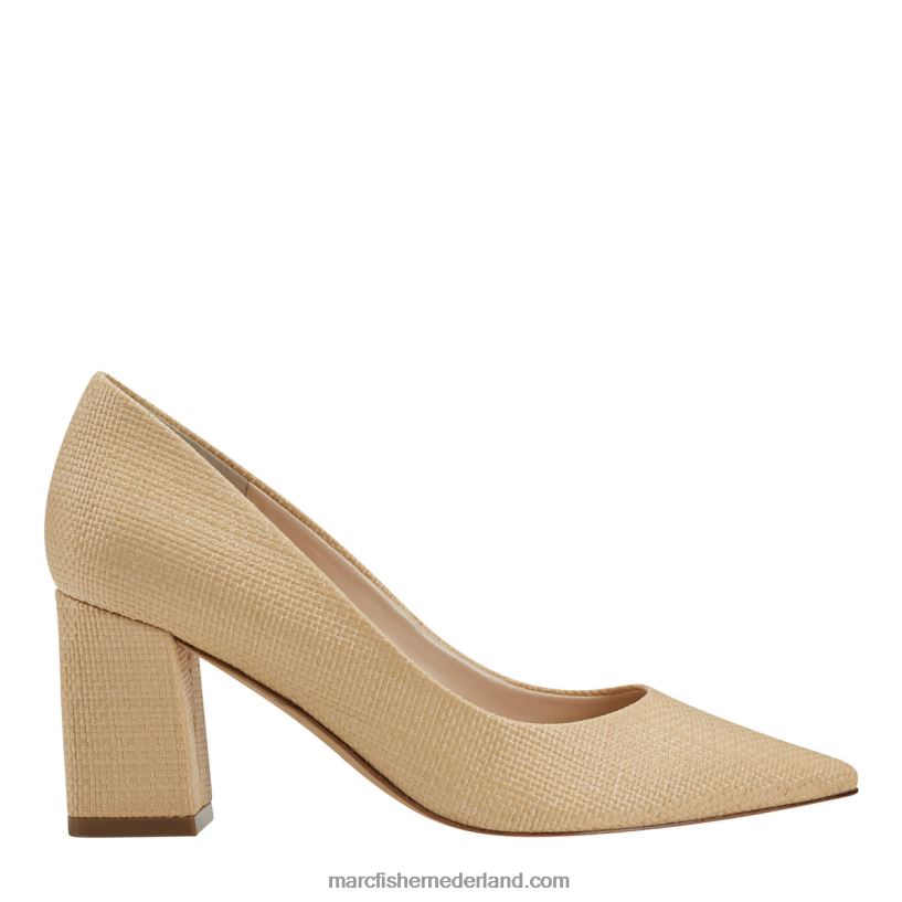 vrouwen Marc Fisher zala pumps met puntige neus en blokhak natuurlijke raffia 2T068T660