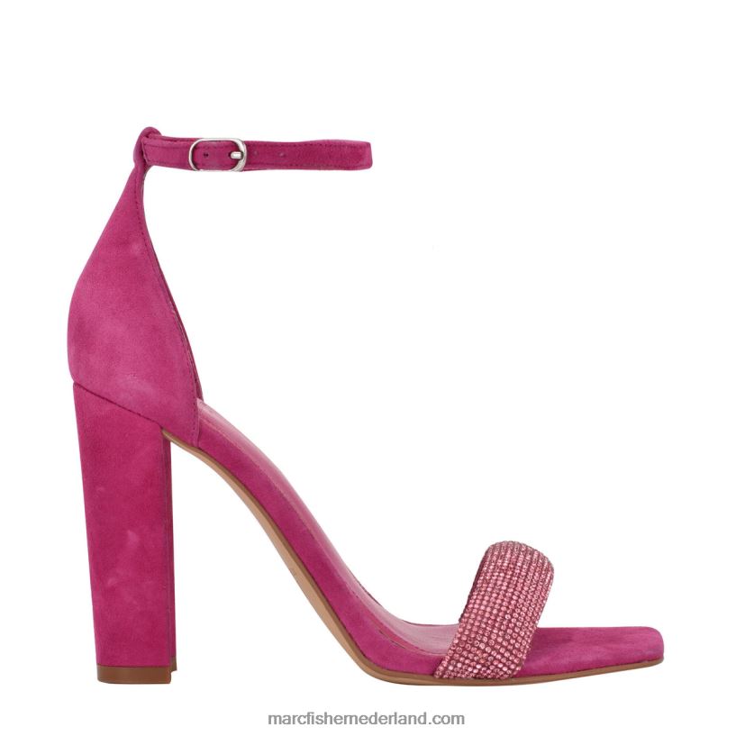 vrouwen Marc Fisher Angelo sandaal met enkelbandje en hak magenta suède 2T068T407