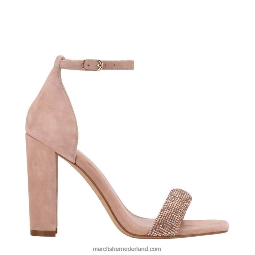 vrouwen Marc Fisher Angelo sandaal met enkelbandje en hak roze natuurlijk suède 2T068T403