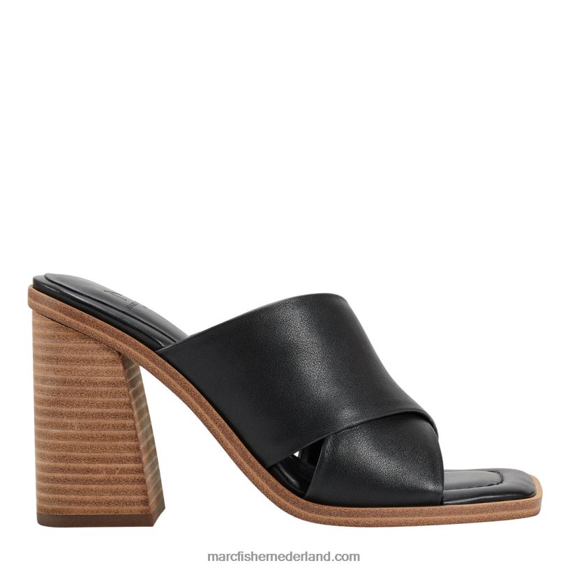 vrouwen Marc Fisher Barli sandaal met hak zwart leer 2T068T481