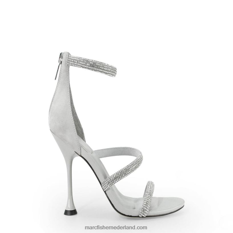 vrouwen Marc Fisher carita sandaal met enkelbandje en hak lichtgrijs 2T068T412