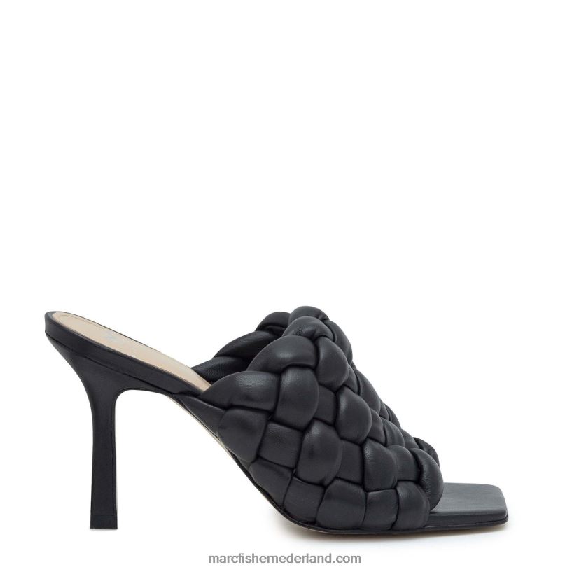 vrouwen Marc Fisher dakina glijbaan met vierkante neus zwart leer 2T068T543