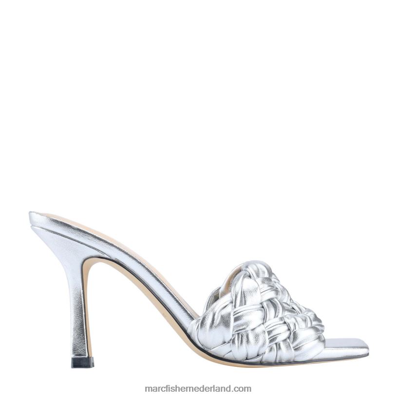 vrouwen Marc Fisher draya glijbaan met vierkante neus zilver metallic leer 2T068T520