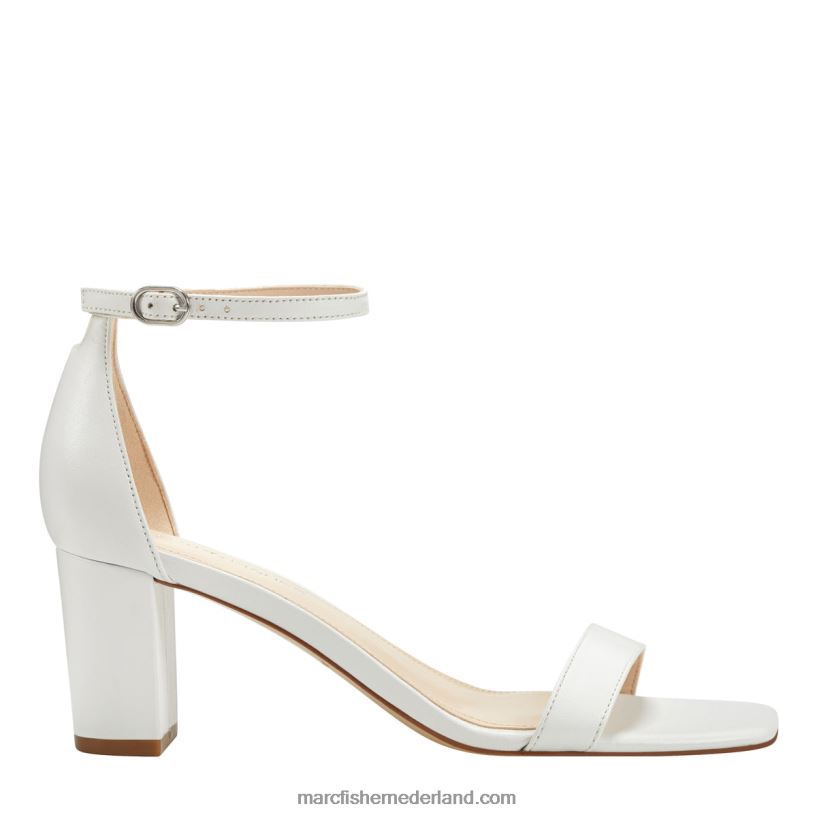 vrouwen Marc Fisher jaron sandaal met enkelbandje en hak wit 2T068T387